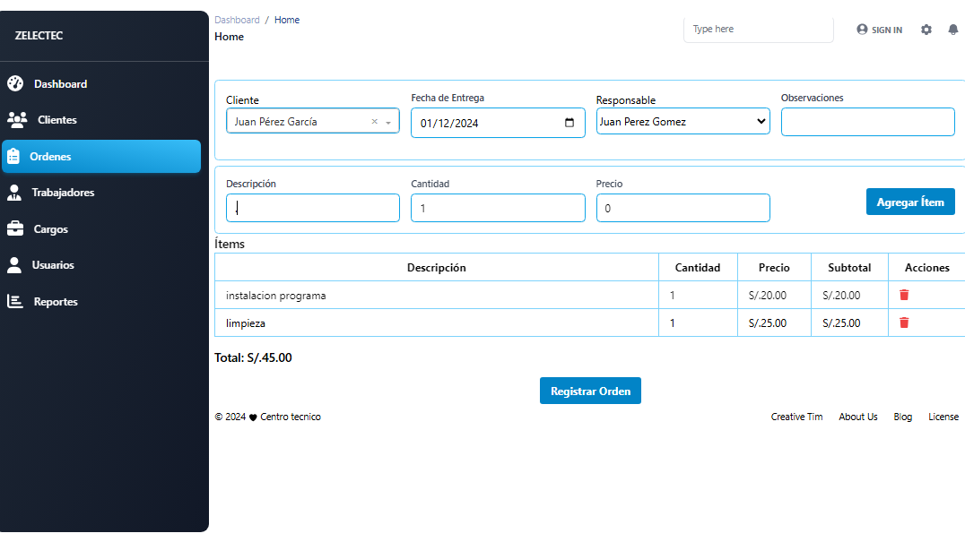 Gestion de ordenes de reparacion